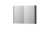 INK SPK2 spiegelkast met 2 dubbelzijdige spiegeldeuren, 4 verstelbare glazen planchetten, stopcontact en schakelaar 100 x 14 x 73 cm, mat beton groen