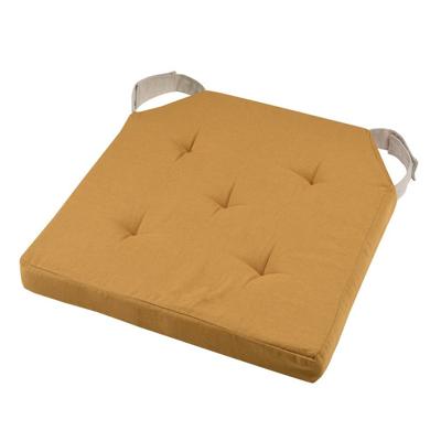 Stof Textile stoelkussen DUO - okergeel - 38 x 38 x 4 cm - klittenband sluiting