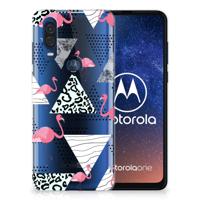 Motorola One Vision | TPU Hoesje | Flamingo Triangle