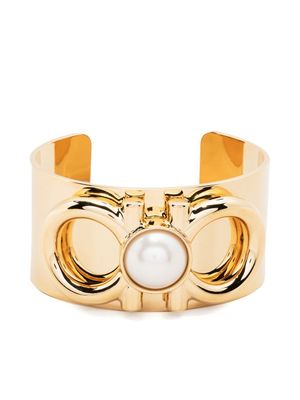 Ferragamo bracelet manchette Gancini à perles - Or