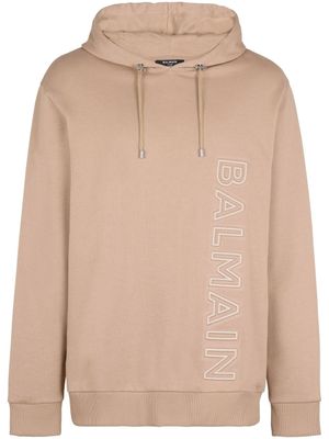 Balmain hoodie à logo embossé - Tons neutres