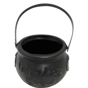 Kleine zwarte heksenketel/kookpot 15 cm   -