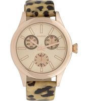 OOZOO Timepieces Horloge Goud/Zwart Leopard/Rose | C9796 - thumbnail