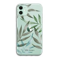 Tropical watercolor leaves: iPhone 11 Transparant Hoesje