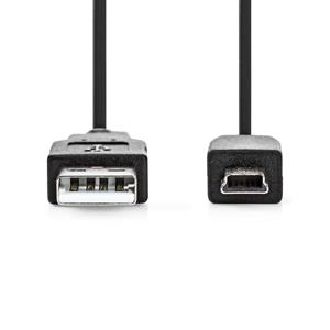 Nedis CCGB60300BK10 USB-kabel 1 m USB 2.0 USB A Mini-USB B Zwart