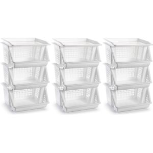 Pakket van 3x stuks van 3-laags witte opberg kratten/kasten/organizers 62 cm