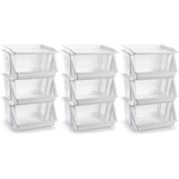 Pakket van 3x stuks van 3-laags witte opberg kratten/kasten/organizers 62 cm - thumbnail