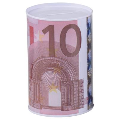 Spaarpot 10 euro - metaal/blik - biljet - 8 x 11 cm - munten - sparen