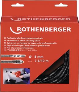 Rothenberger Spiraalgereedschap | lengte 7,5 m spiraal d. 8 mm met gereedschapskoppeling en kern | 1 stuk - 72425 72425