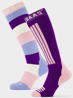 Poederbaas Skisokken 2-pack Striped Purple/Pink-39/42