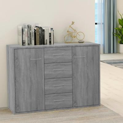 Dressoir 88x30x65 cm bewerkt hout grijs sonoma eikenkleurig