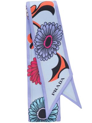 Prada écharpe en sergé à fleurs - Bleu