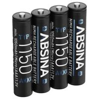 Absina Oplaadbare AAA batterij (potlood) NiMH 1.2 V 4 stuk(s)