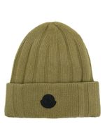 Moncler logo-patch wool beanie - Vert - thumbnail