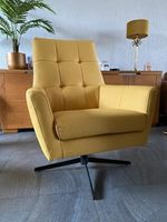 Leren draaifauteuil volledig gestoffeerd - met hoge rug en stervoet - geel leer - Echt leer, Modern, ontdek de vele Leersoorten en Kleuren bij ShopX
