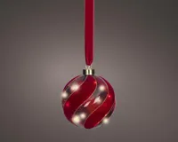 Lumineo micro LED bal rood 30 lampjes Ø 14cm, warm wit