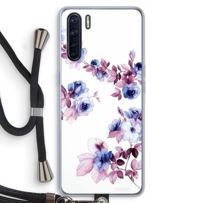 Waterverf bloemen: Oppo A91 Transparant Hoesje met koord