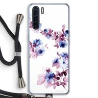 Waterverf bloemen: Oppo A91 Transparant Hoesje met koord Waterverf bloemen: Oppo A91 Transparant Hoesje met koord