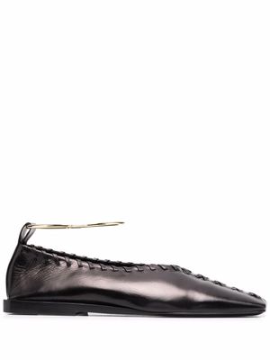 Jil Sander ballerines à détails de coutures - Noir