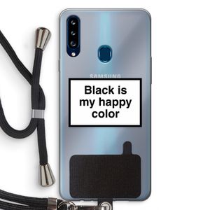 Black is my happy color: Samsung Galaxy A20s Transparant Hoesje met koord