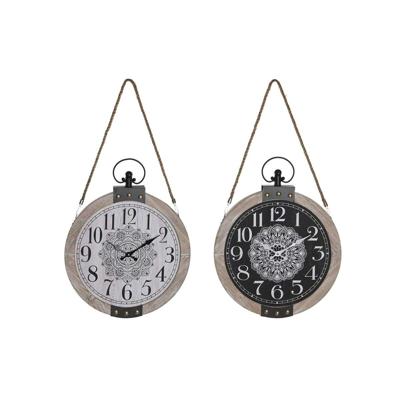 Tafelklok DKD Home Decor Wit Zwart Mandala (2 Stuks)