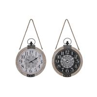 Tafelklok DKD Home Decor Wit Zwart Mandala (2 Stuks)