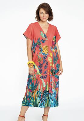 Yoek Wijde jurk GISELLE | Rood | Maat 46/48
