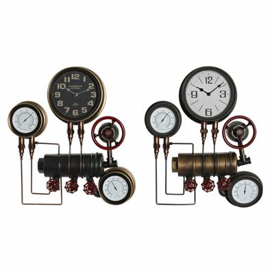 Muurklok DKD Home Decor Zwart Rood Ijzer Gouden (2 pcs) (46 x 13 x 58 cm)