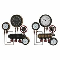 Muurklok DKD Home Decor Zwart Rood Ijzer Gouden (2 pcs) (46 x 13 x 58 cm)