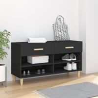 Schoenenkast 102x35x55 cm bewerkt hout zwart - thumbnail