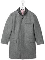 Thom Browne Kids manteau Melton en laine à fermeture dissimulée - Gris - thumbnail