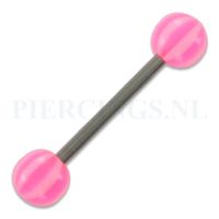 Tongpiercing acryl strandbal roze - thumbnail