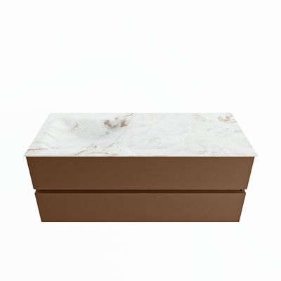 MONDIAZ VICA-DLUX 120cm badmeubel onderkast Rust 2 lades. Inbouw wastafel CLOUD links 1 kraangat, kleur Frappe.