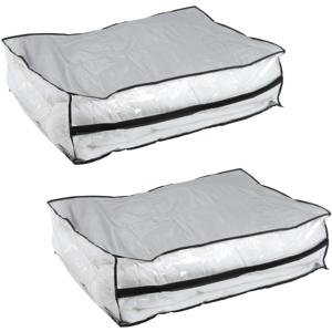 Opbergtas/beschermhoes beddengoed/kleding - 2x - voor onder bed - 85 x 60 x 25 cm