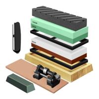 Slijper set - 5 soorten steen - watersteen - slijpsteen - riem voor gereedschappen