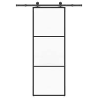 VidaXL Schuifdeur met beslag 76x205 cm esg-glas en aluminium