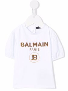 Balmain Kids t-shirt à logo imprimé - Blanc