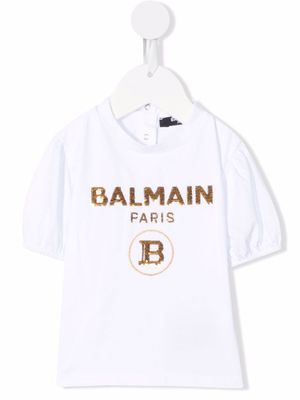 Balmain Kids t-shirt à logo imprimé - Blanc