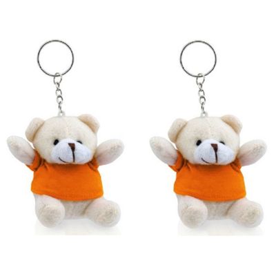10x stuks sleutelhangers beertjes met oranje shirt