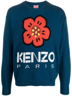 Kenzo pull Boke Flower en maille intarsia - Bleu