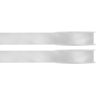 Hobby/decoratie satijnen lint - 2x - wit - 1 cm x 25 meter - cadeauverpakking - polyester