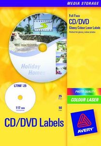 Etiket Avery L7760-25 CD full size glossy 50stuks