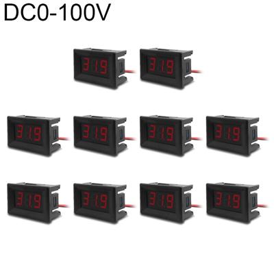 10 stuks 0 36 inch 3 draden digitale Voltage Meter met Shell licht kleurendisplay maatregel Voltage: DC 0-100V (rood)