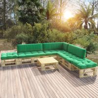 vidaXL 6-delige Loungeset pallet met kussens groen geïmpregneerd hout - thumbnail