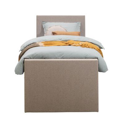Boxspring met opbergruimte en voetbord Liv egaal - beige - 90x200cm - Leen Bakker