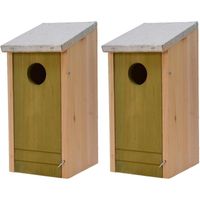 2x Houten vogelhuisjes/nestkastjes lichtgroene voorzijde 26 cm - thumbnail