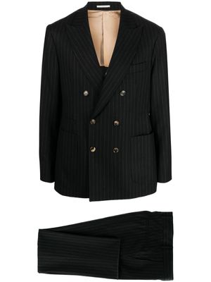 Brunello Cucinelli costume en laine vierge à fines rayures - Noir