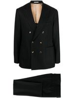 Brunello Cucinelli costume en laine vierge à fines rayures - Noir