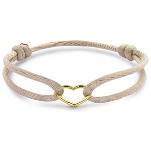 Armband Hartje geelgoud-satijn goudkleurig-beige 13-26 cm