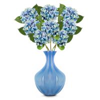 Kunstbloem Hortensia tak - 8x - Challenge - 47 cm - blauw - kunst zijdebloem - Hydrangea - thumbnail